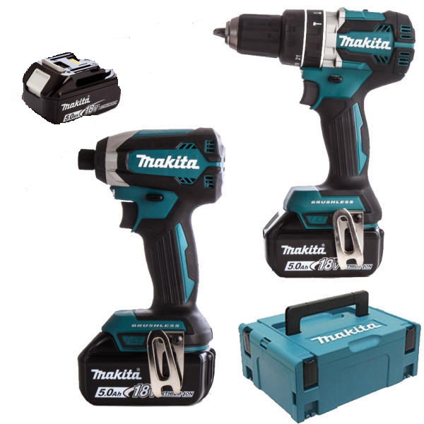 Makita DLX2127TJ1 akkumulátoros szett (3 x 5Ah 18V Li-ion akku, töltő, MAKPAC koffer) termék fő termékképe