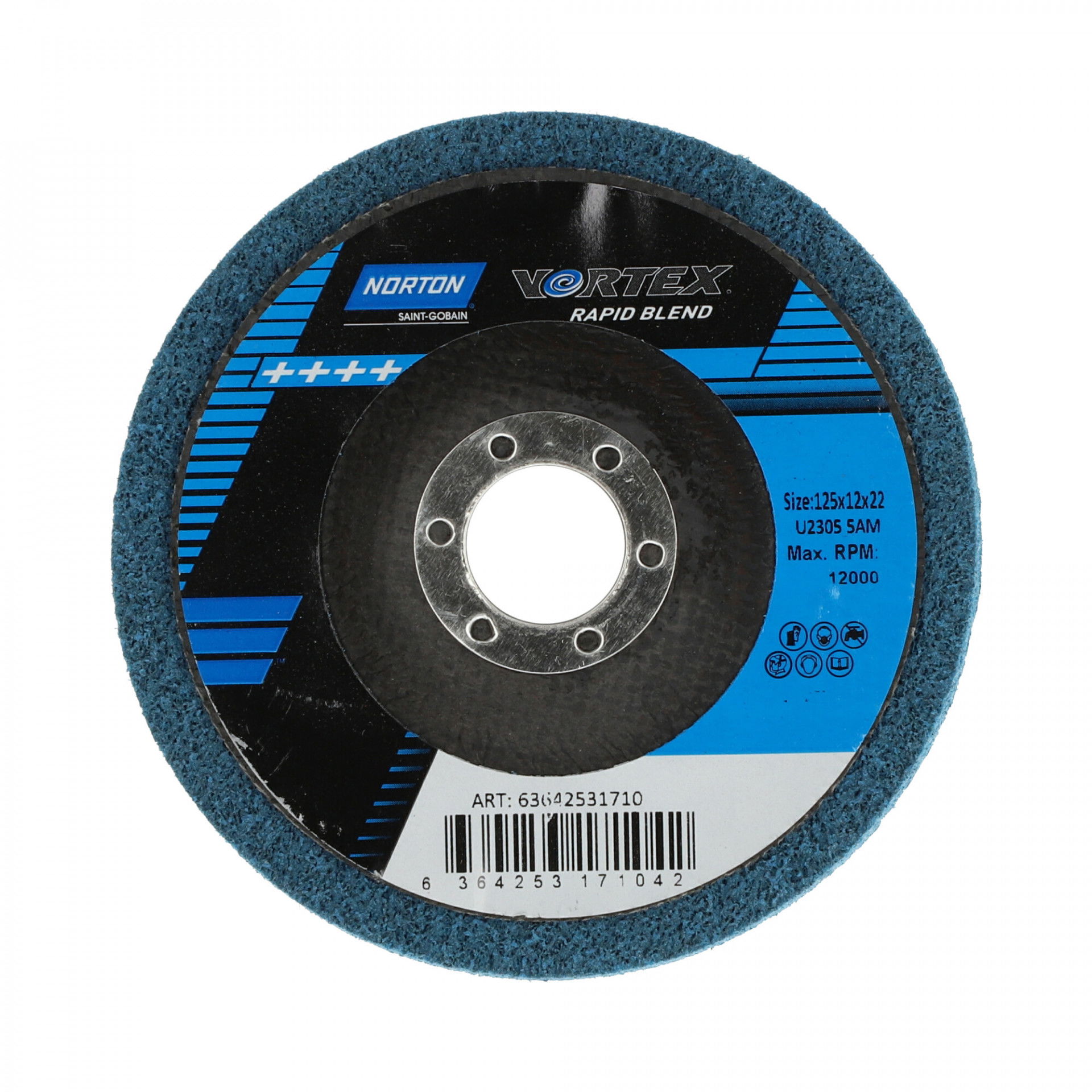 Norton Vortex Rapid Blend DPC tisztítókorong Ø125x12x22 mm 3AM, 10 db/csomag termék fő termékképe