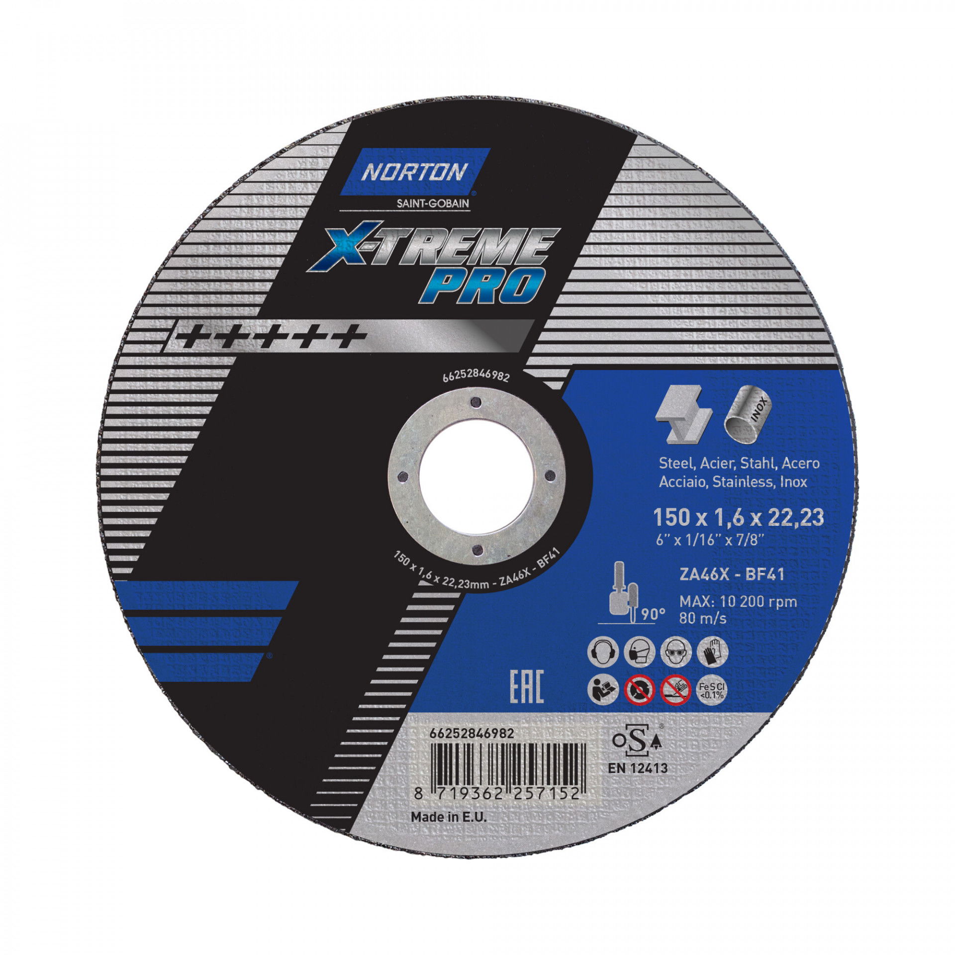 Norton X-Treme Pro fém-inox vágókorong 150x1,6x22,23mm, 25 db/csomag termék fő termékképe