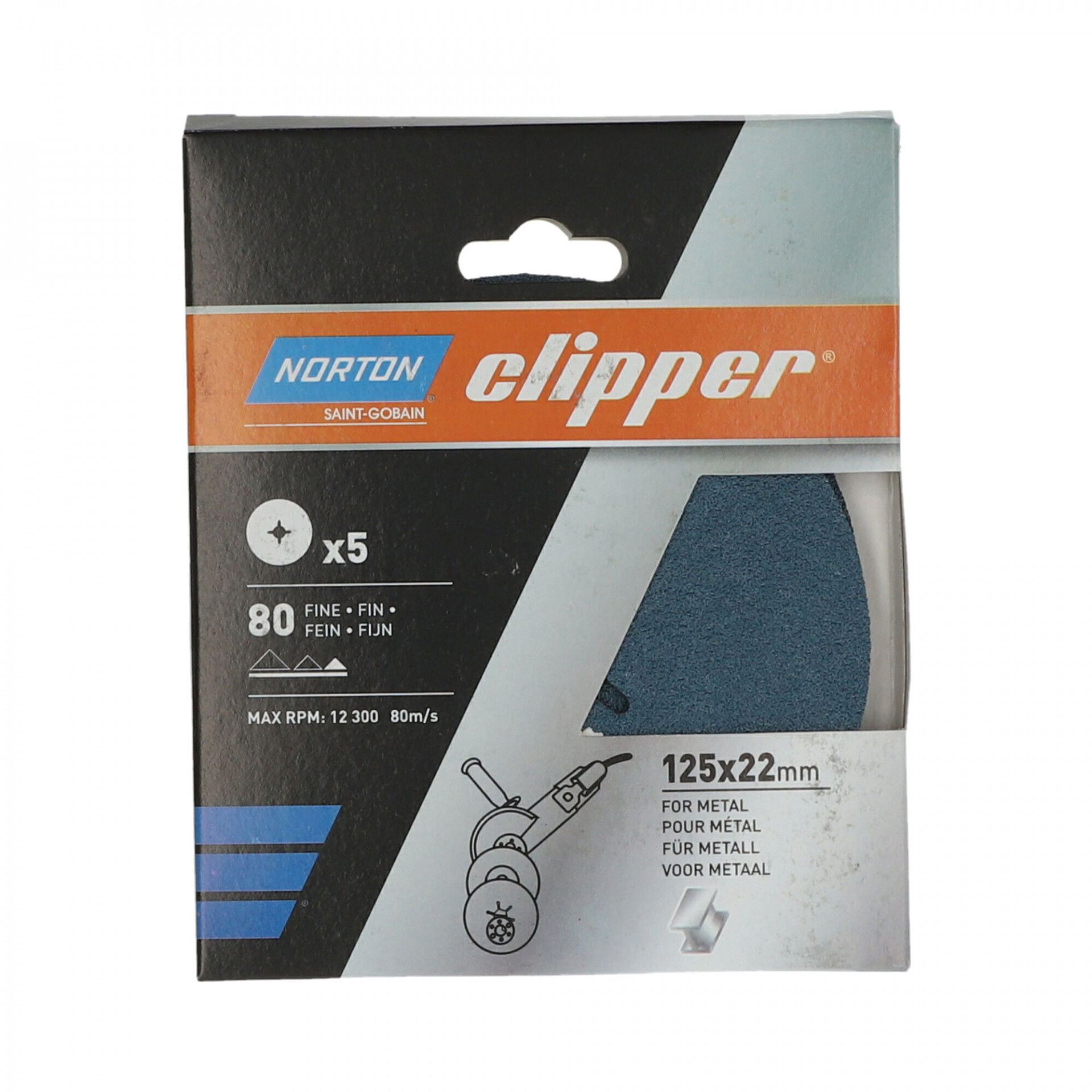 Norton Clipper F827 fíbertárcsa Ø125x22mm P80, 5 db/csomag termék fő termékképe