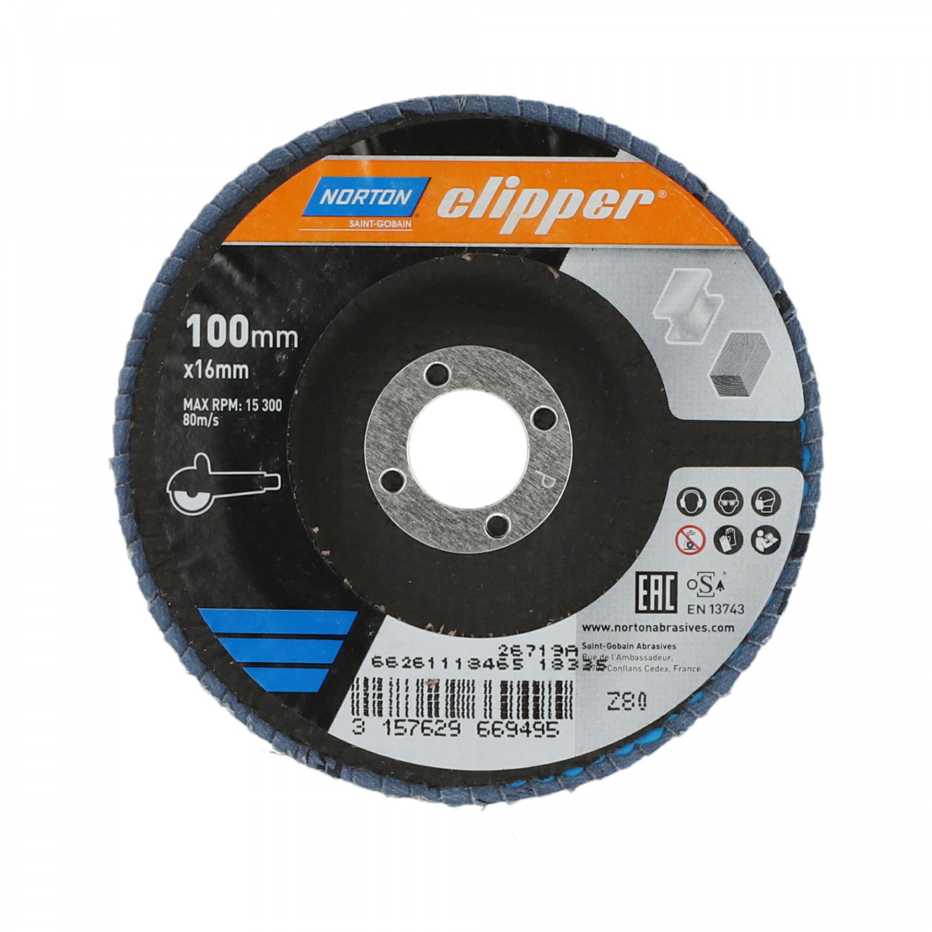 Norton Clipper R82B lamellás csiszolókorong Ø100x16 mm P80, 10 db/csomag termék fő termékképe