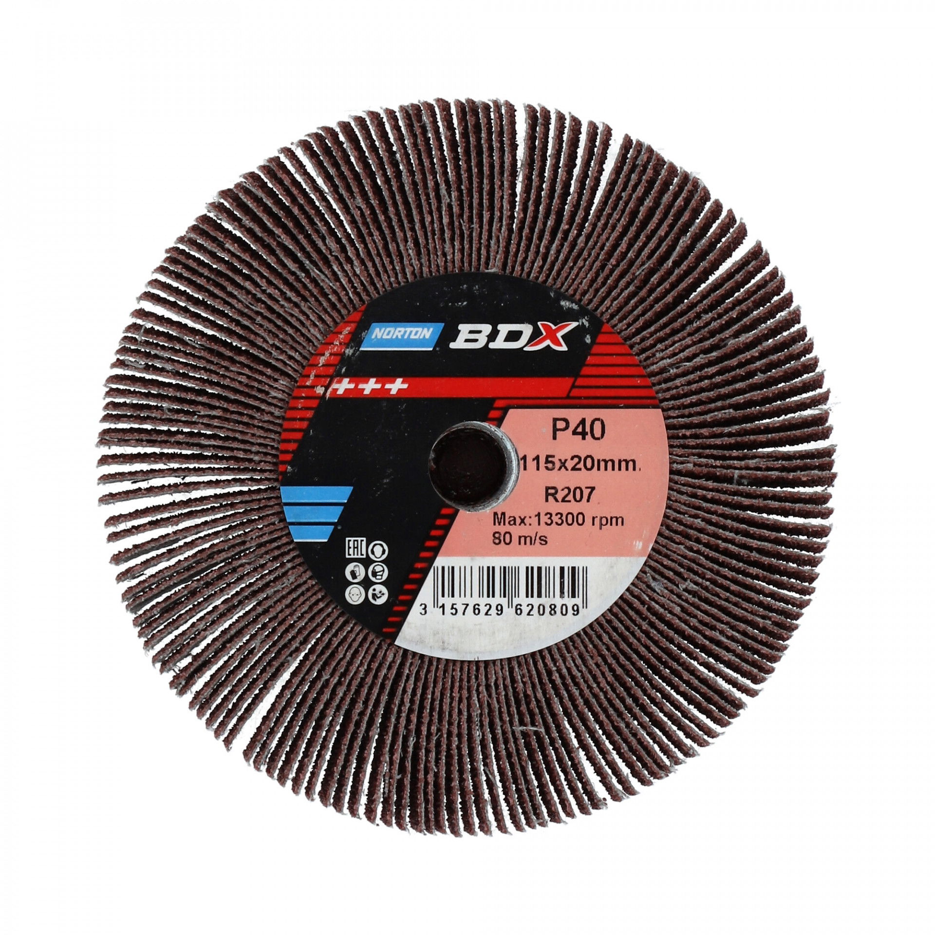Norton BDX R207 Plus szaturnusz lamellás csiszolókorong Ø115x20xM14 P40, 5 db/csomag termék fő termékképe