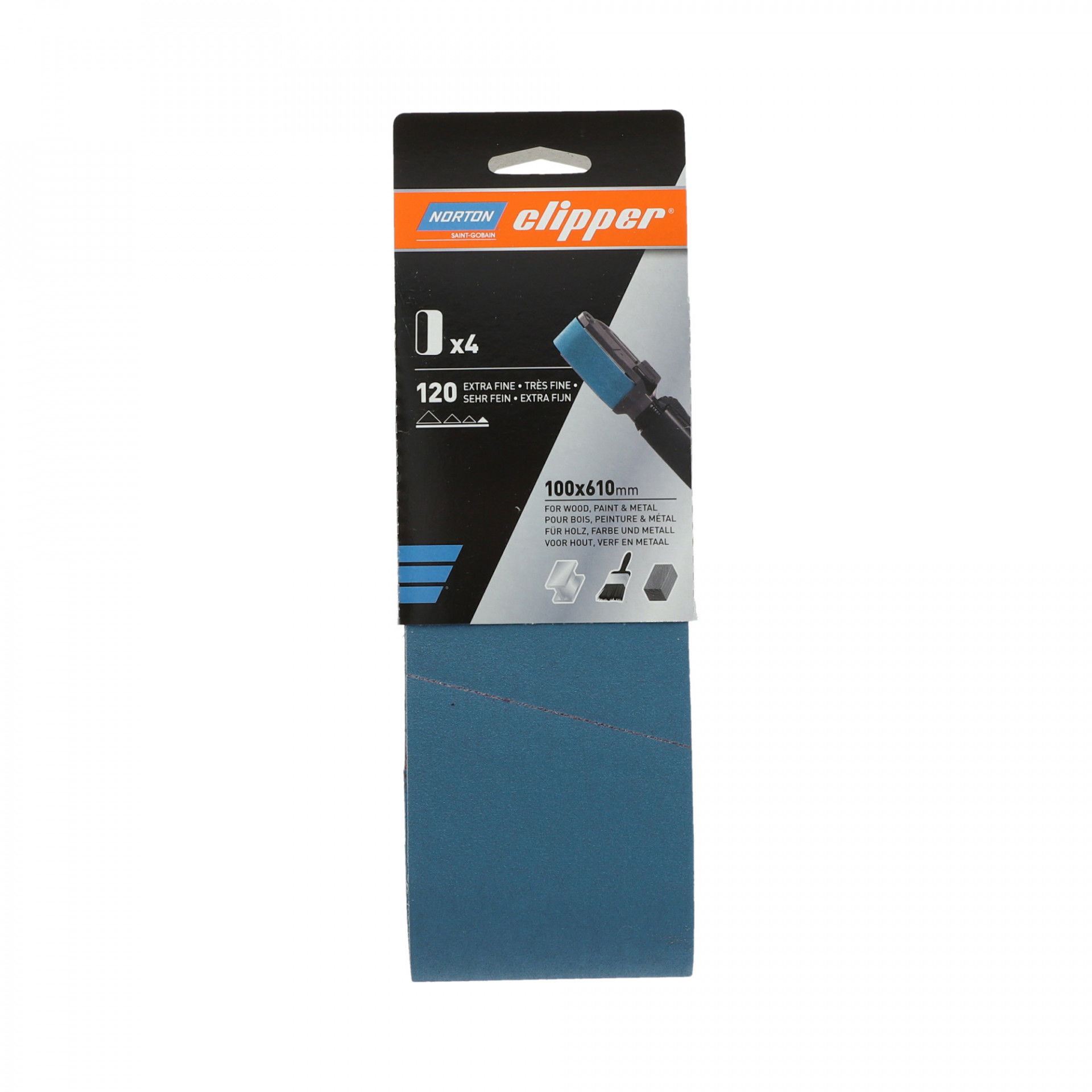 Norton Clipper R82B csiszolószalag kézi szalagcsiszolóhoz 100x610mm P120, 4 db/csomag termék fő termékképe