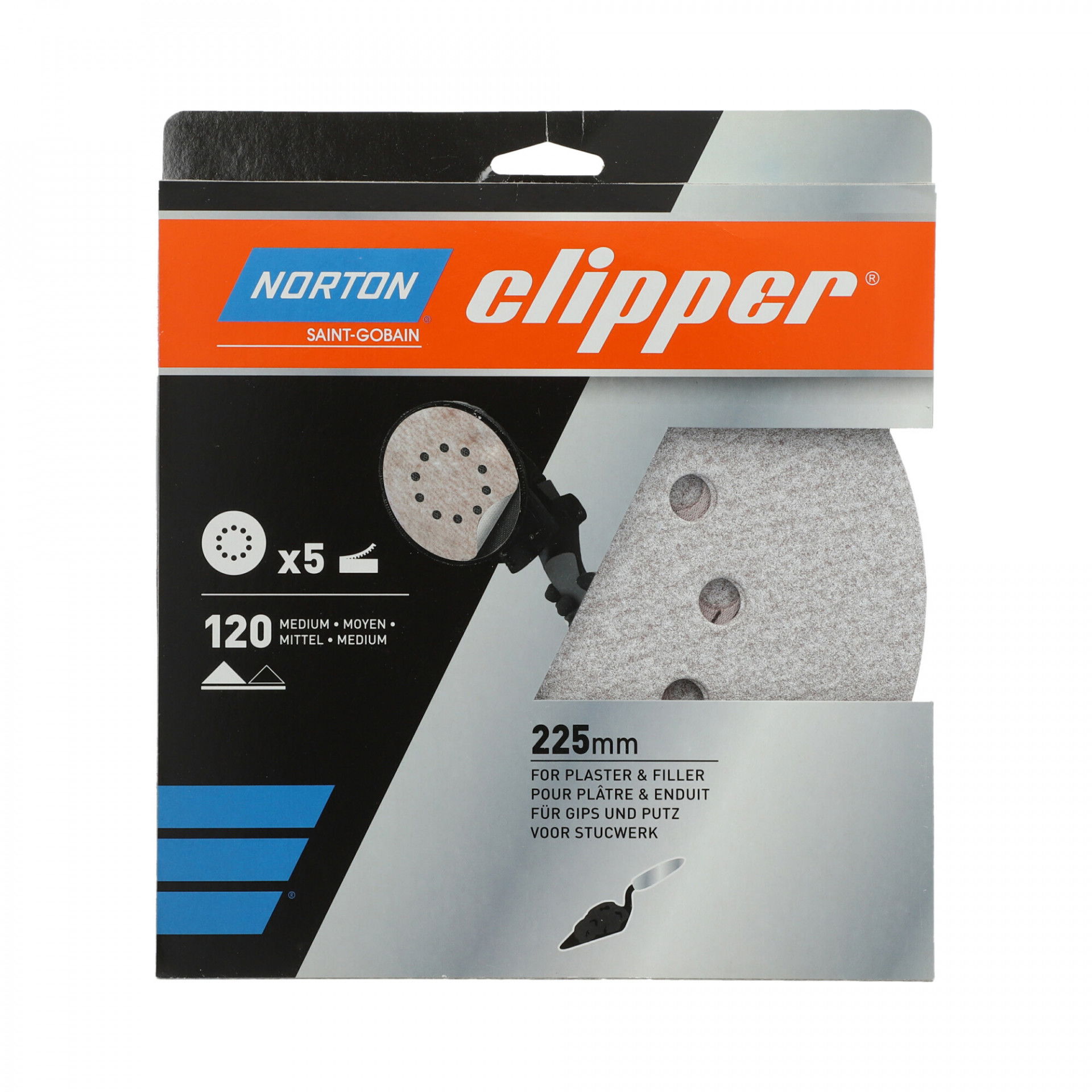 Norton Clipper A275 eltömődés mentes csiszolókorong Ø225mm P120, 5 db/csomag termék fő termékképe