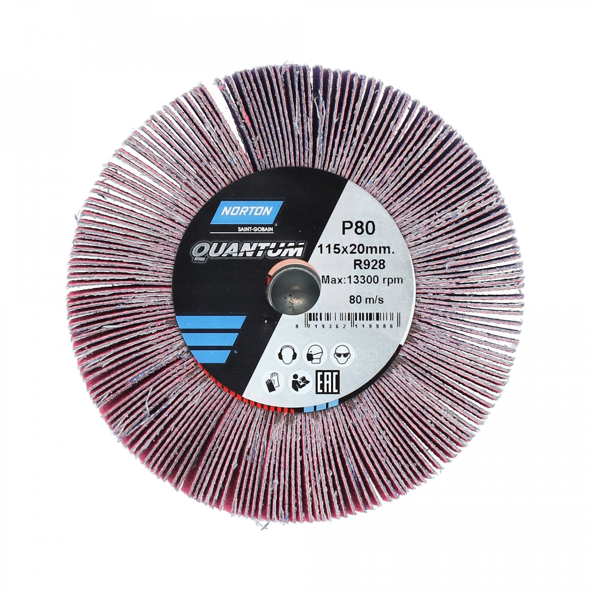 Norton Quantum R928 szaturnusz lamellás csiszolókorong Ø115x20xM14 P80, 5 db/csomag termék fő termékképe