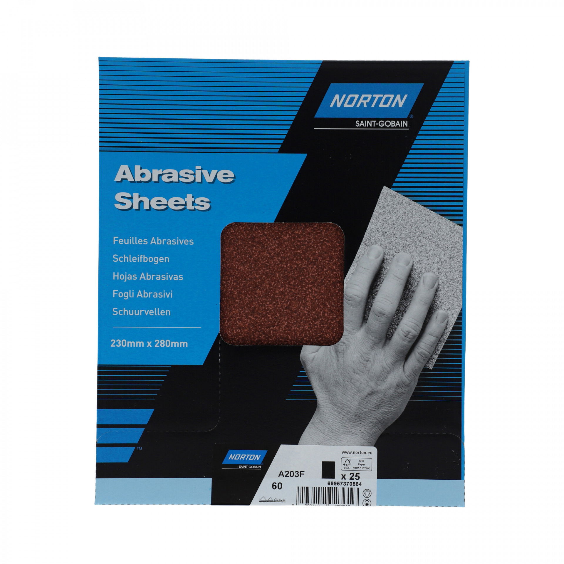 Norton Clipper A203F univerzális csiszolópapír 230x280mm P60, 25 db/csomag termék fő termékképe