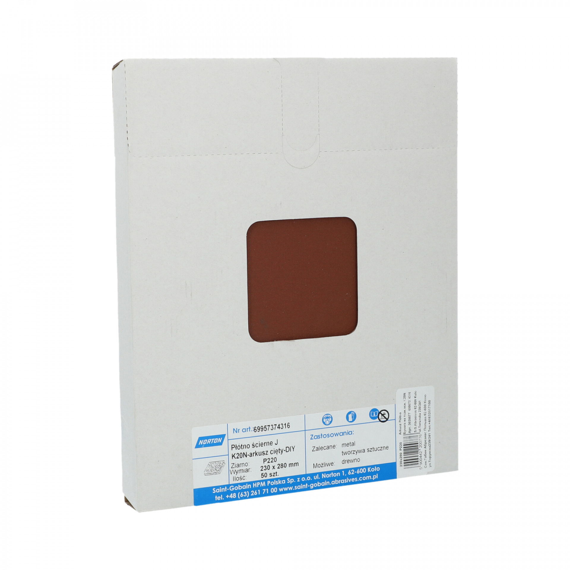 Norton K20N csiszolóvászon 230x280mm P220, 50 db/csomag termék fő termékképe