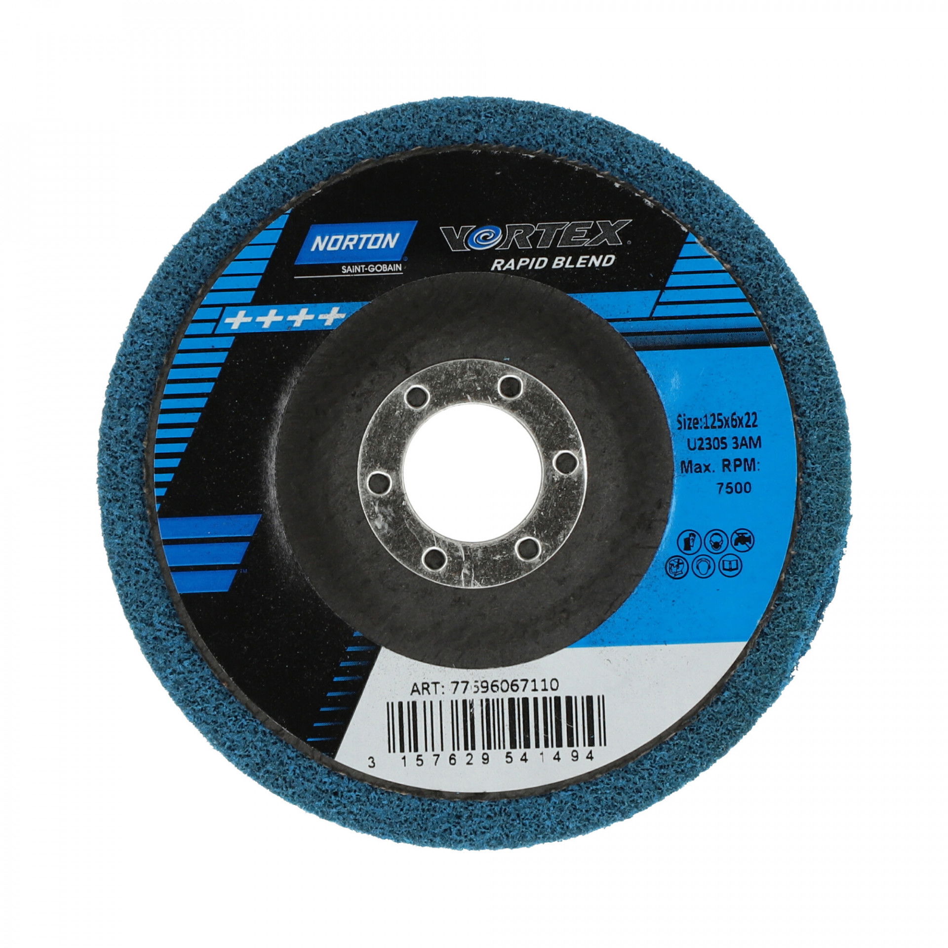 Norton Vortex Rapid Blend DPC tisztítókorong Ø125x6x22 mm 3AM, 10 db/csomag termék fő termékképe