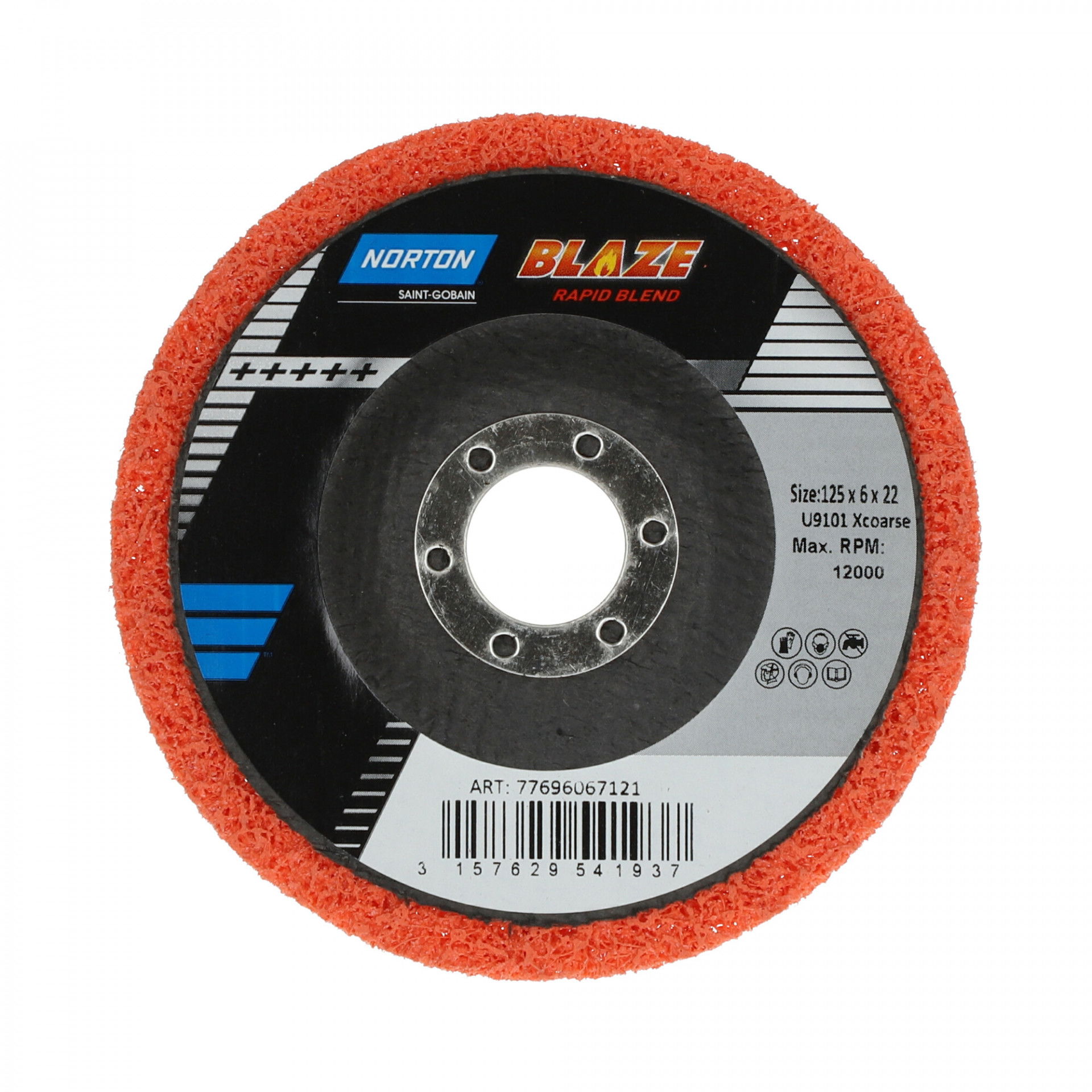 Norton Blaze Rapid Blend DPC tisztítótárcsa Ø125x6x22 mm Extra kemény, 10 db/csomag termék fő termékképe