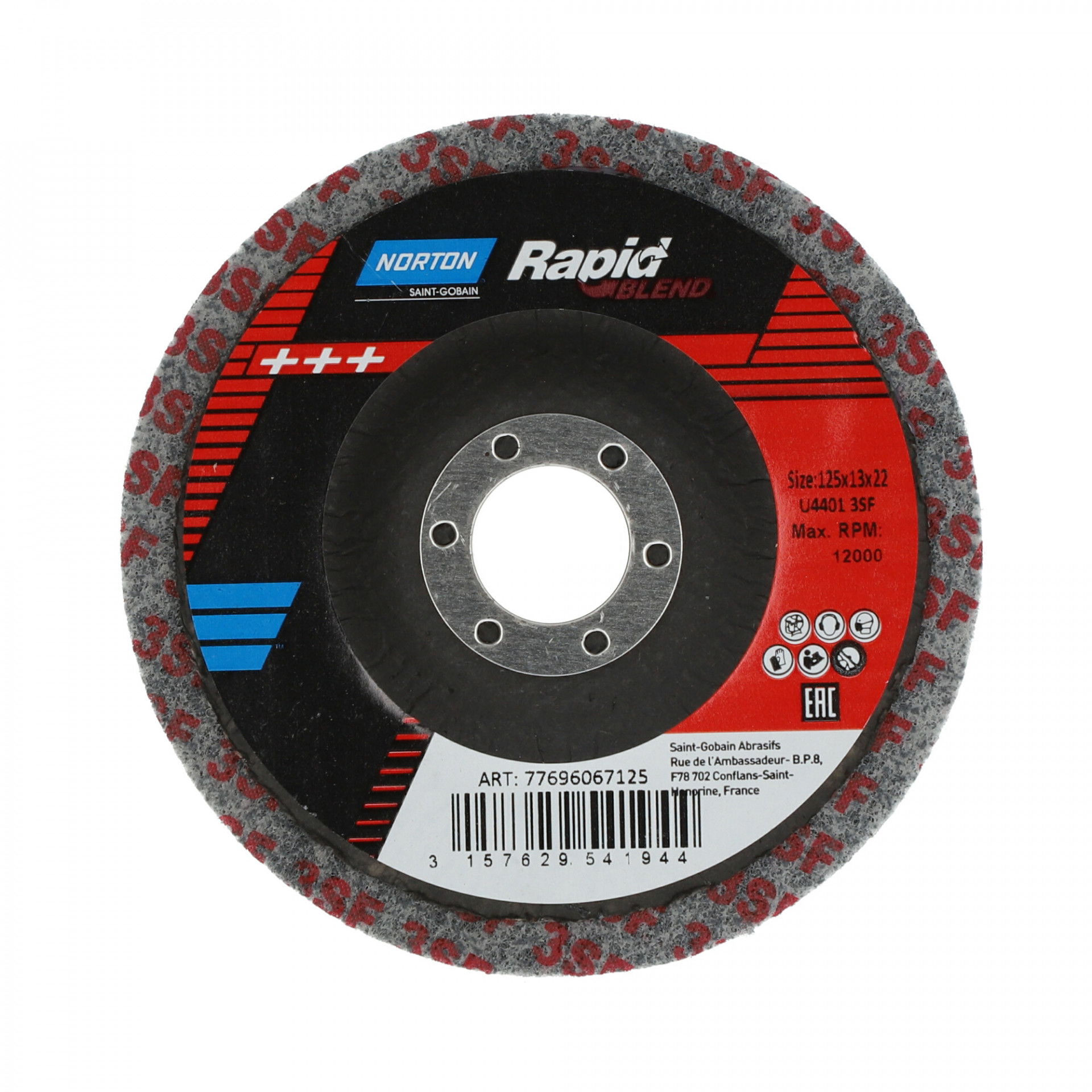 Norton Rapid Blend NEX DPC tisztítókorong Ø125x12x22 mm NEX3SF, 10 db/csomag termék fő termékképe