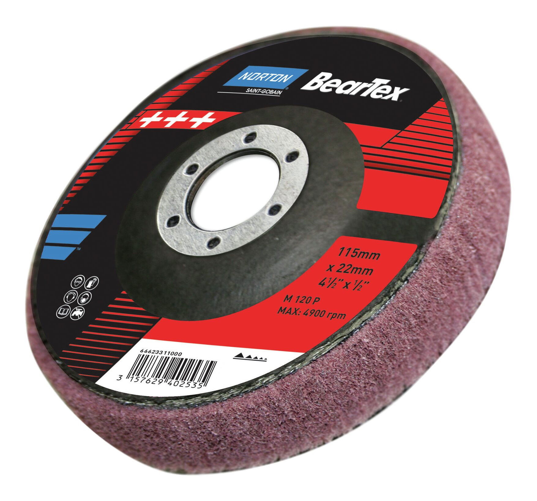 Beartex Lamellás rost csiszolókorong 115x22,23mm Very Fine A/P120, 10 db/csomag termék fő termékképe